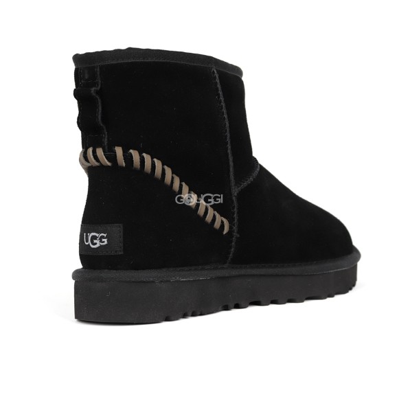 Men`s Ugg Classic Mini Deco Suede Boots Black Dressinn
